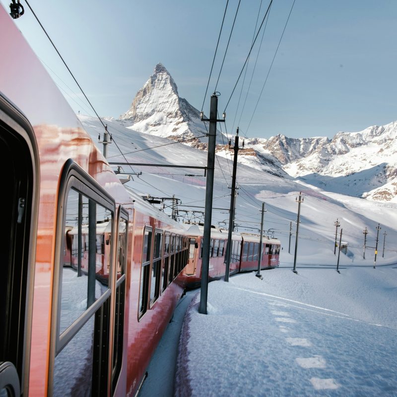 Train running through Zermatt, Switzerland