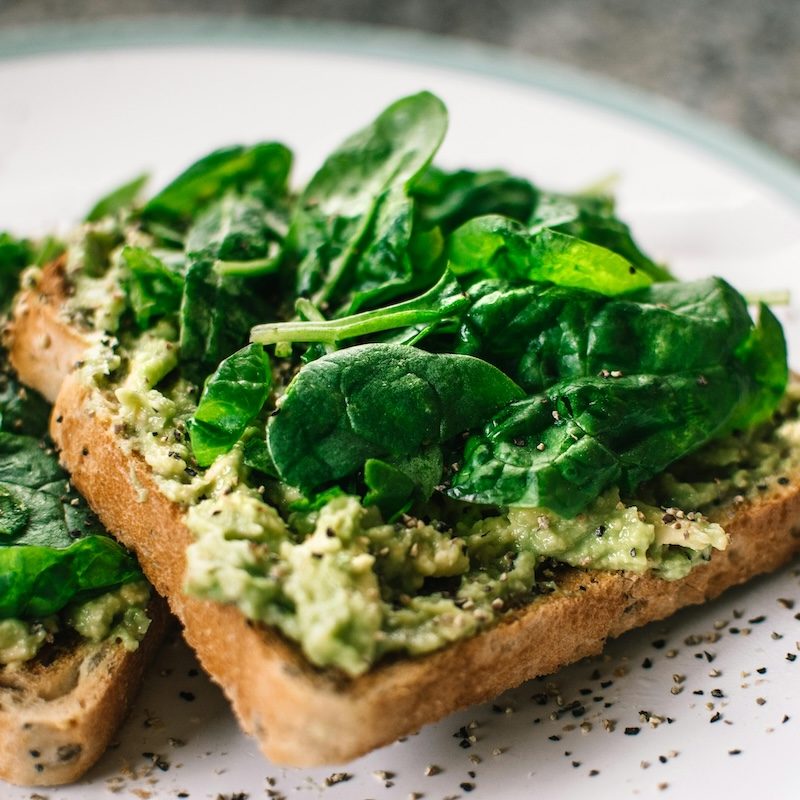 Toast with spinach