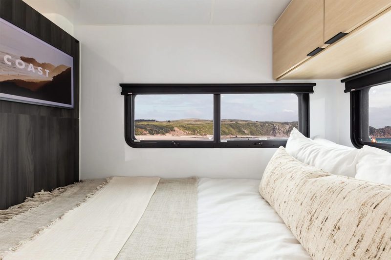 Bedroom inside Coast's Model 1 solar electric trailer.
