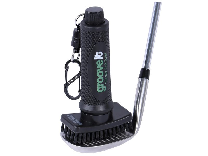 The GrooveIt Wet Club Scrub sitting atop a club.