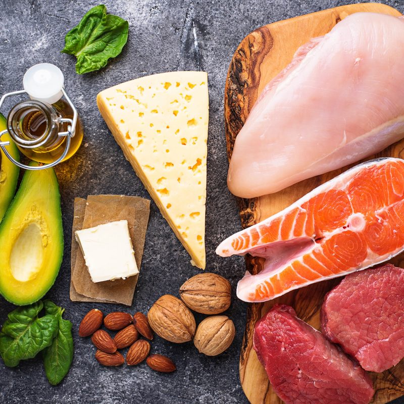 Healthy low carbs products. Ketogenic diet concept. Top view