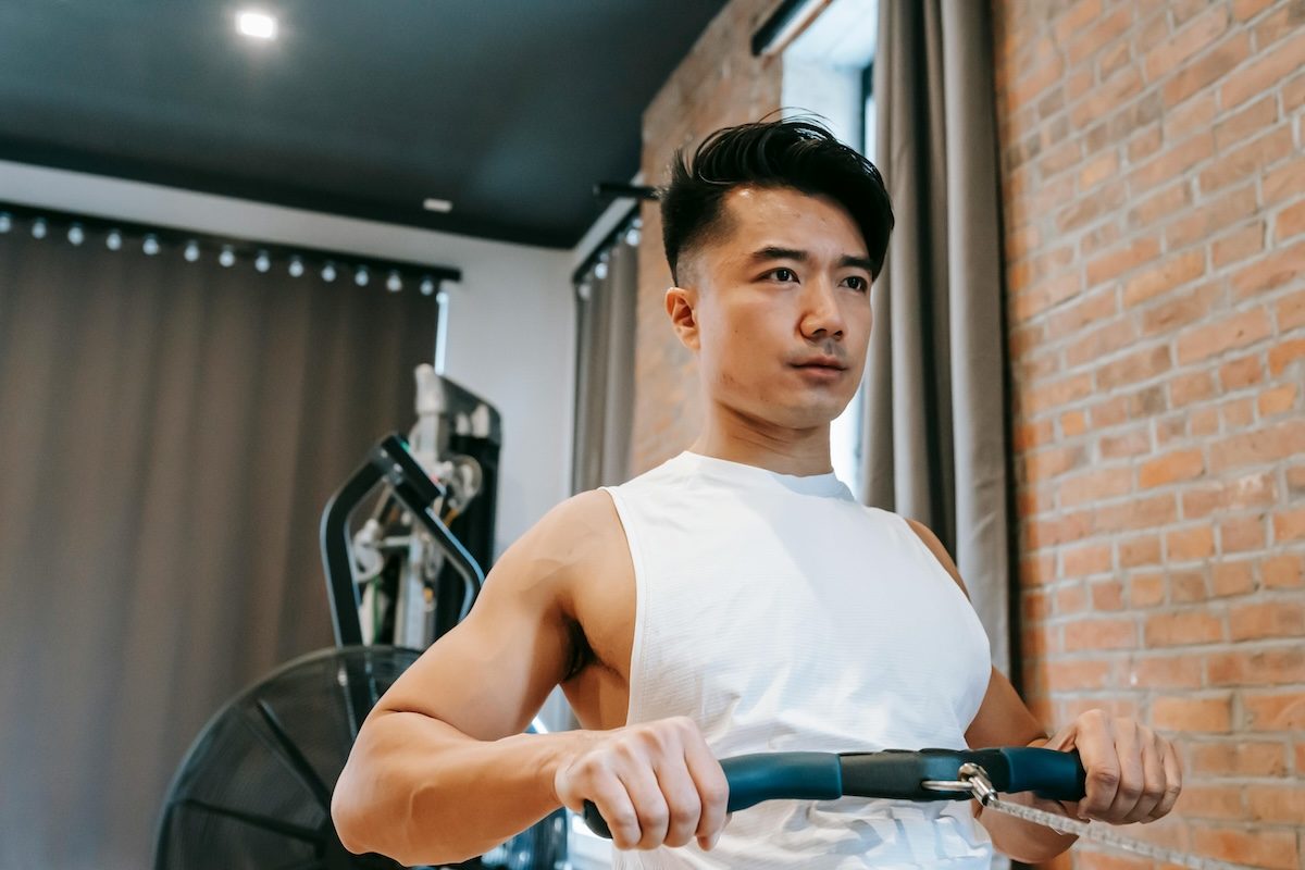 man on a rowing machine