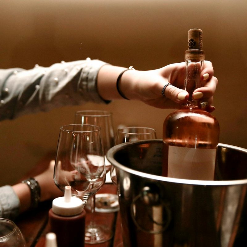 Rose wine in ice bucket