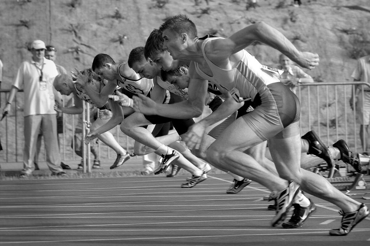 Men sprinting in a race.