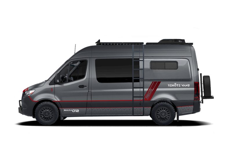 Side view of a Remote Vans Aegis conversion camper van.