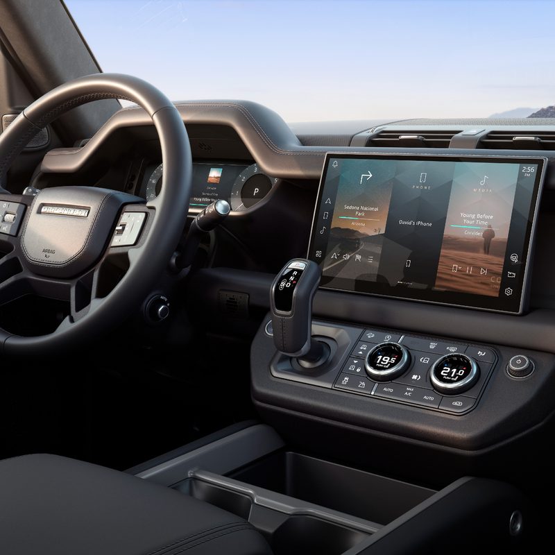 2025 Defender 110 Sedona Edition driver cockpit.