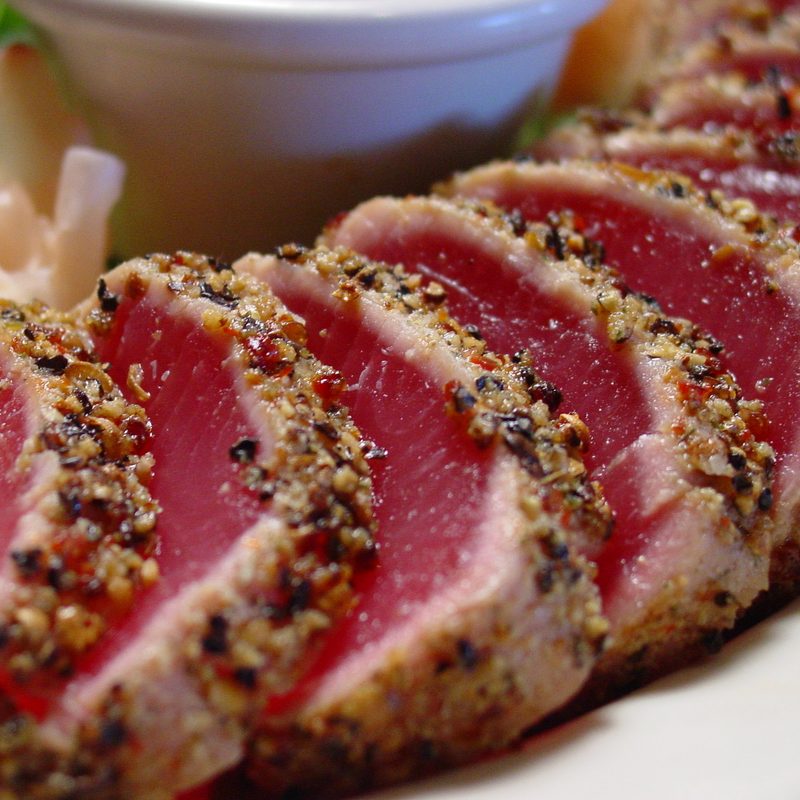 Ahi tuna sliced