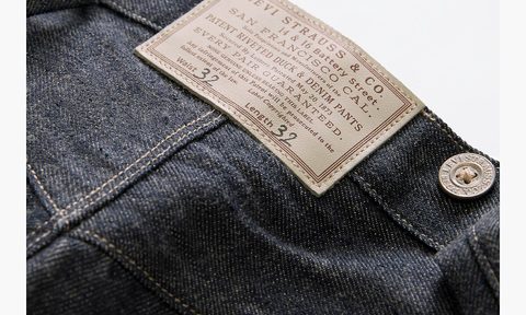 Levi's jeans leather label close up
