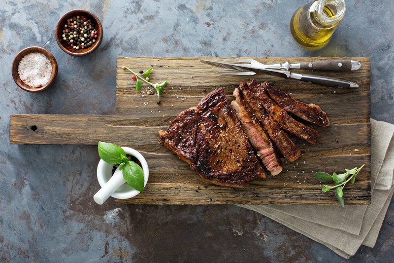 Steak on cutting board