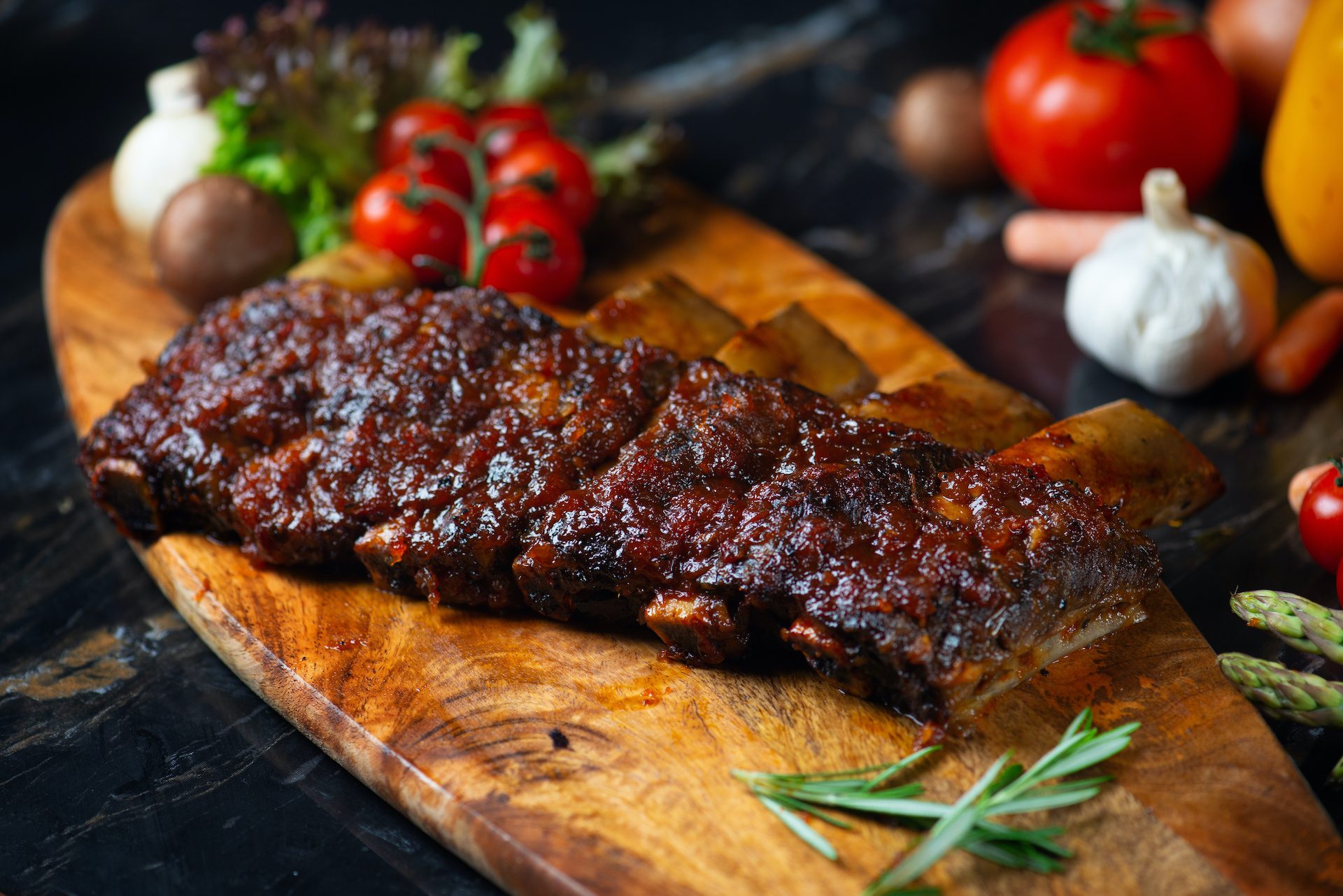 Beef ribs on cutting board