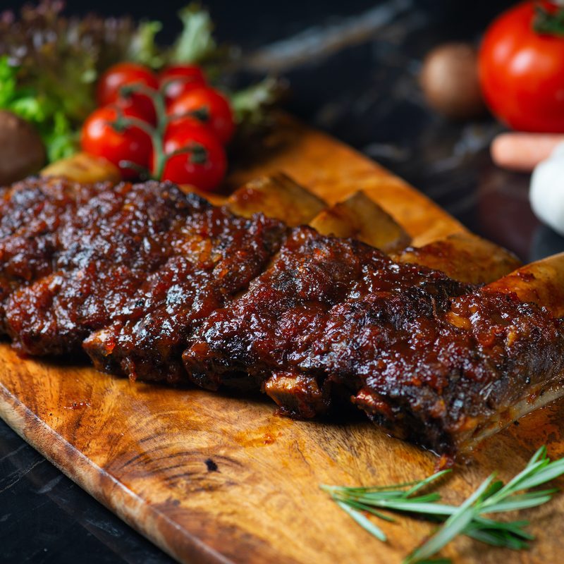 Beef ribs on cutting board
