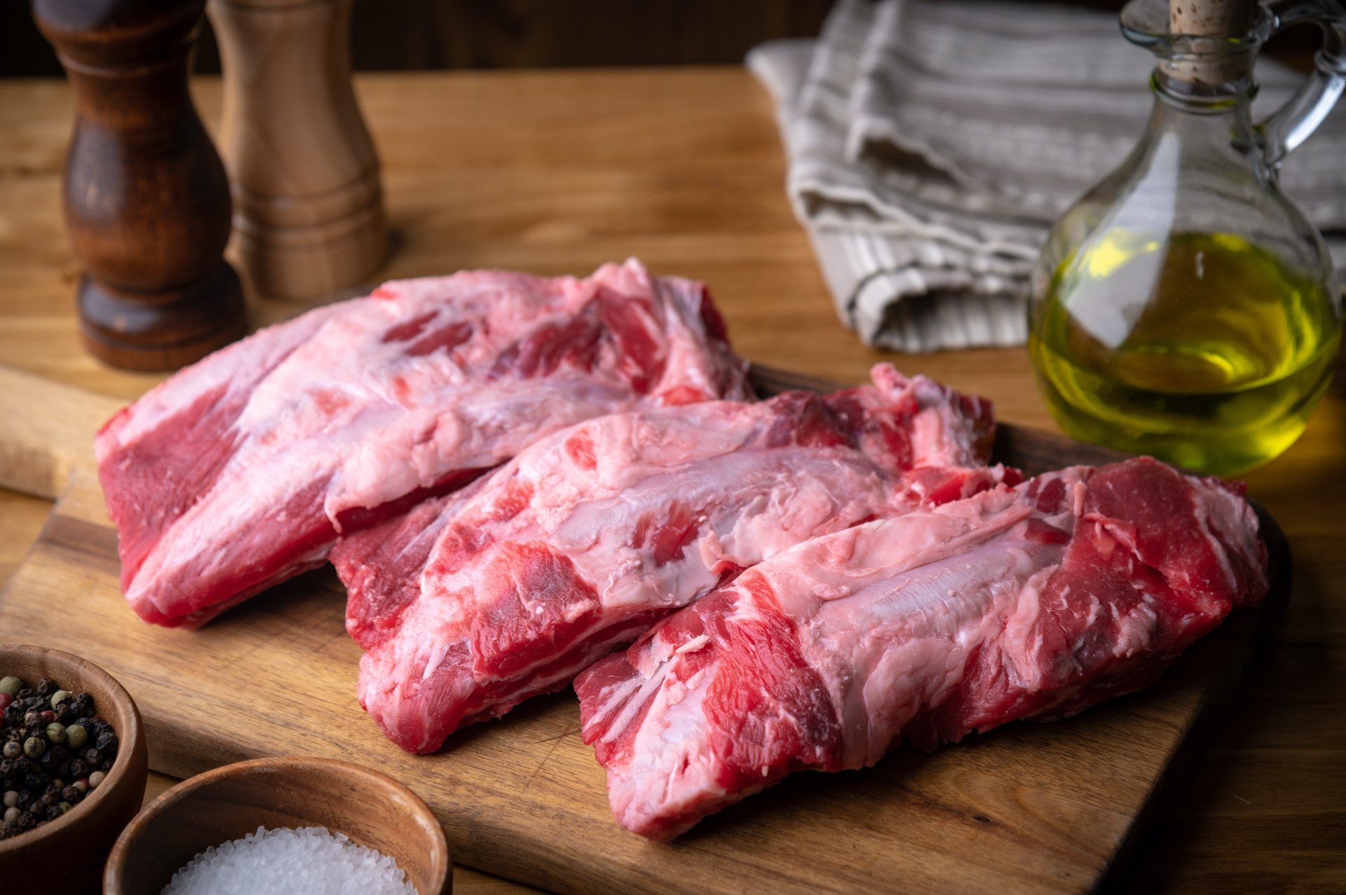 Raw beef back ribs