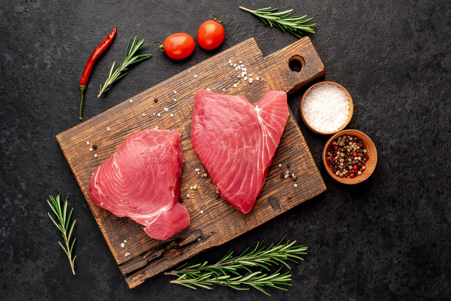 Raw tuna steaks
