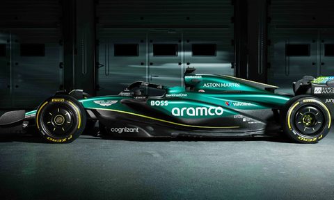 Side view of Aston Martin Formula 1 car