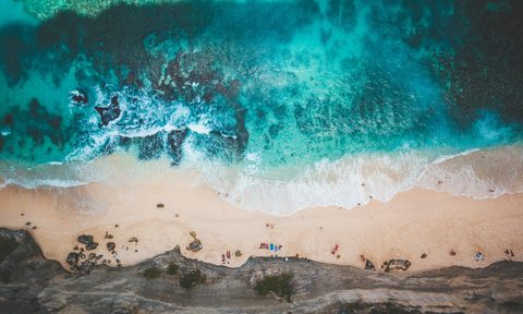 aquamarine ocean and beach in Bali