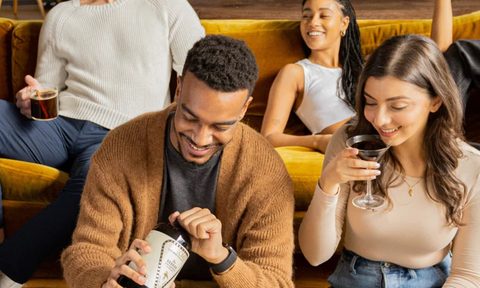 People enjoying coffee cocktails.