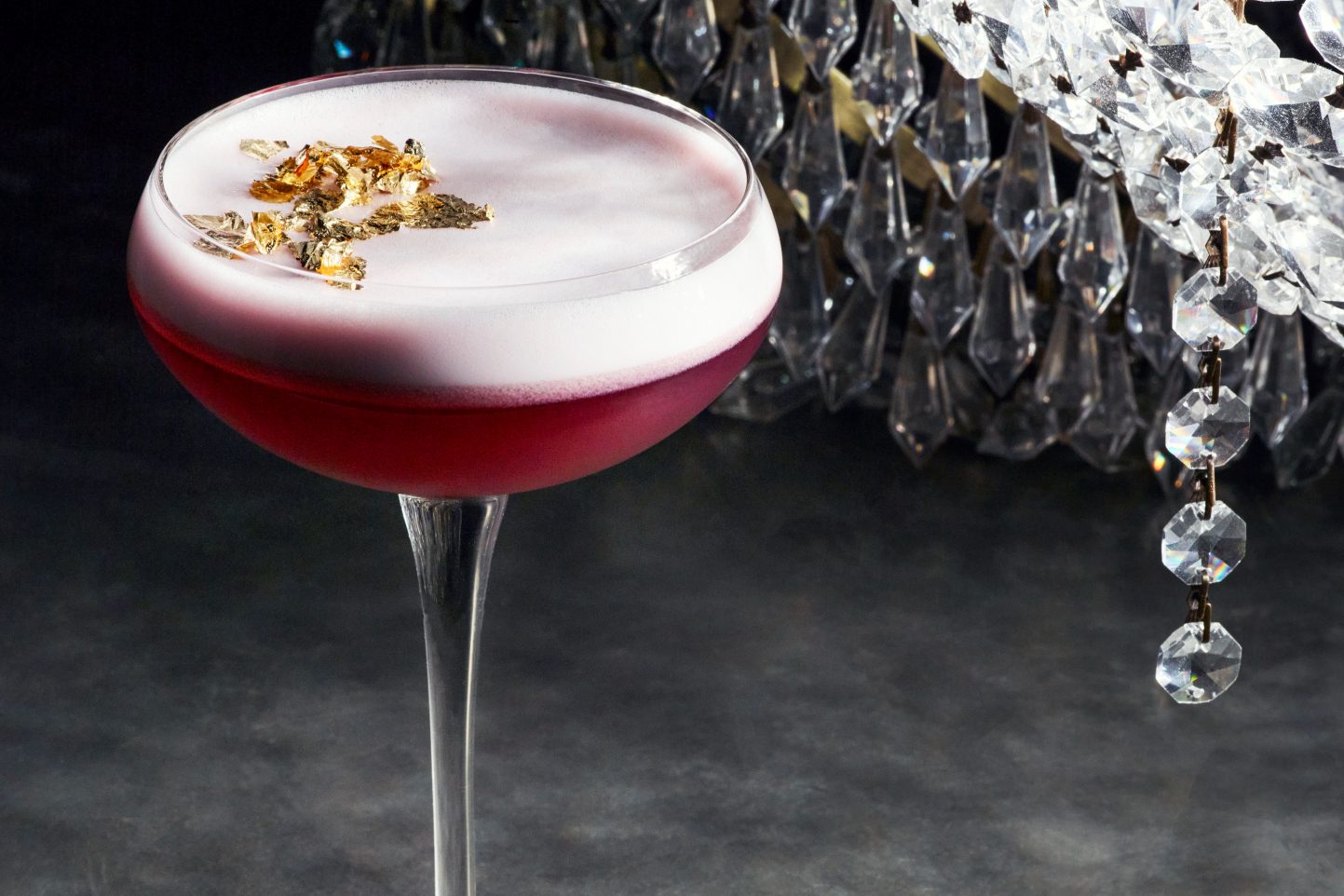 purple cocktail in glass
