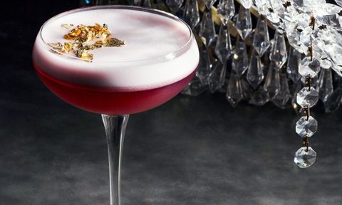 purple cocktail in glass