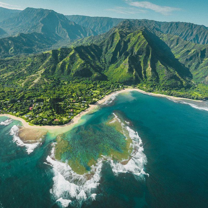 Mountains and coastline of Kauai, Hawaii