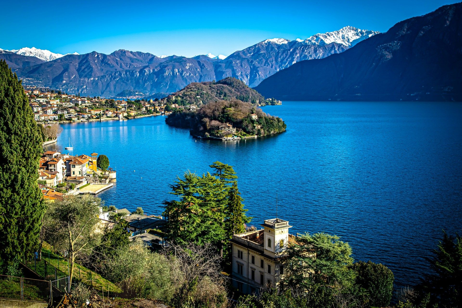 Aerial view of Lake Como, Italy