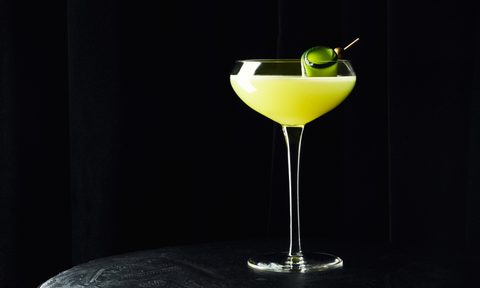 Green cocktail with black background