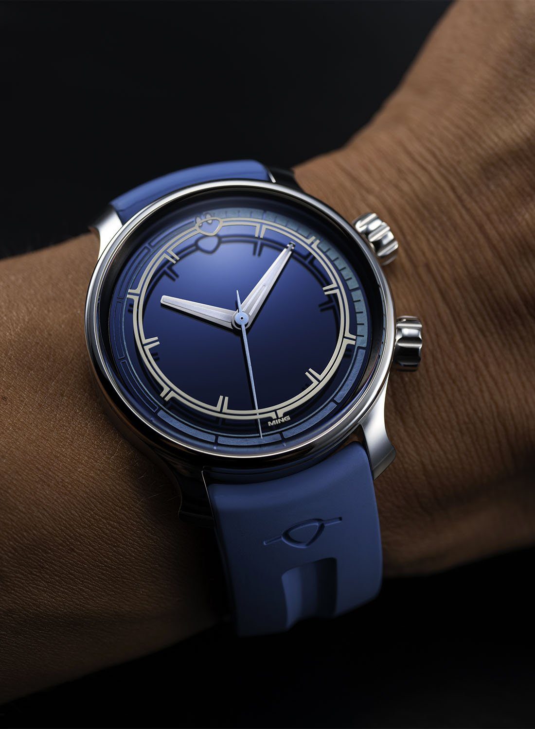 MING 37.09 Bluefin watch on wrist
