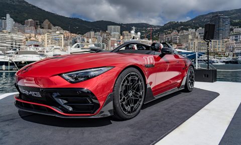 mercedes amg purespeed concept on display in the harbor of monaco
