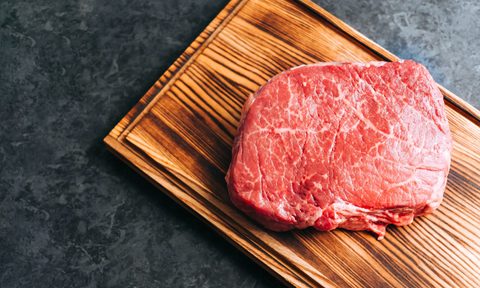 Raw steak on cutting board