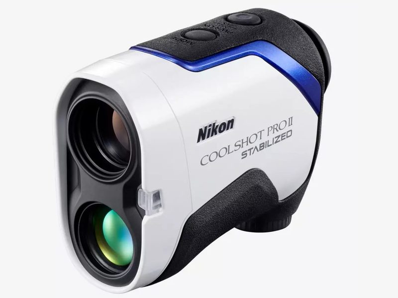 A side view of the Nikon Coolshot Pro II Stabilized rangefinder for golf.