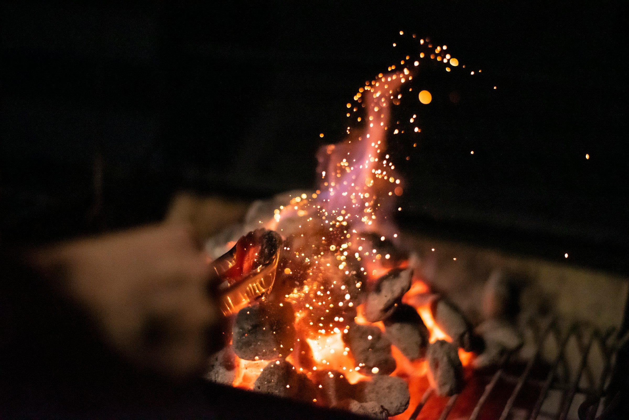 Charcoal on grill