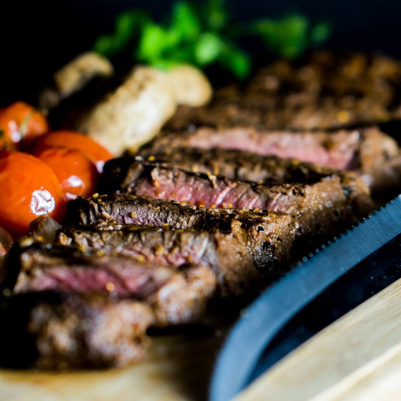 Steak on a cutting board