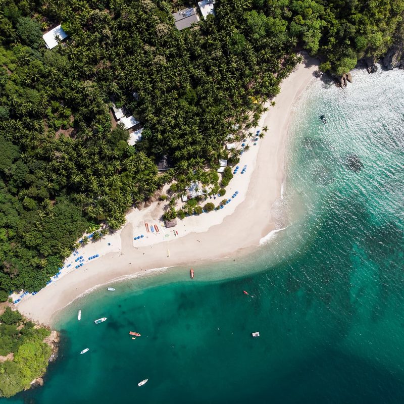 View of a beach in Costa Rica from above