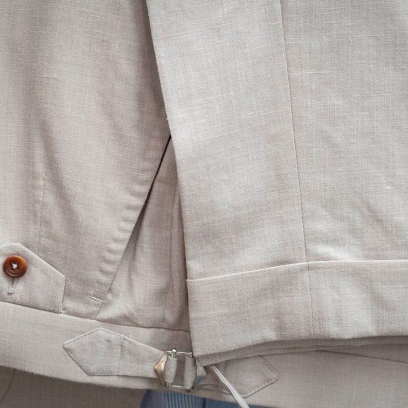 cream colored linen trousers