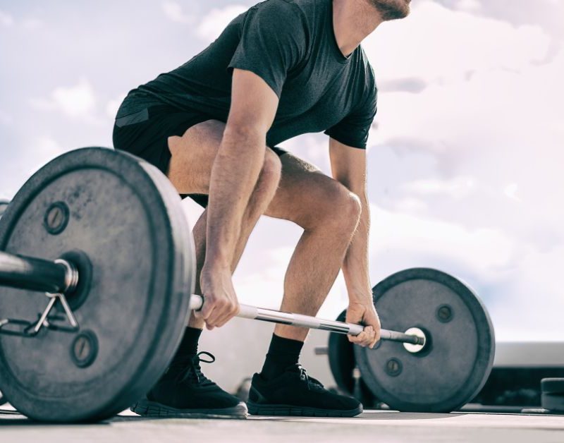 Doing a deadlift