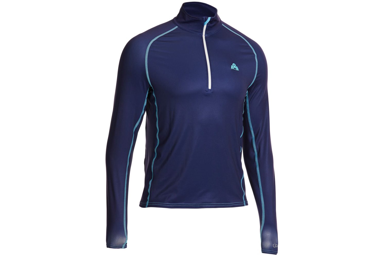 EMS Sea Spray UPF 1/4-Zip long-sleeve shirt isolated on a plain studio background.