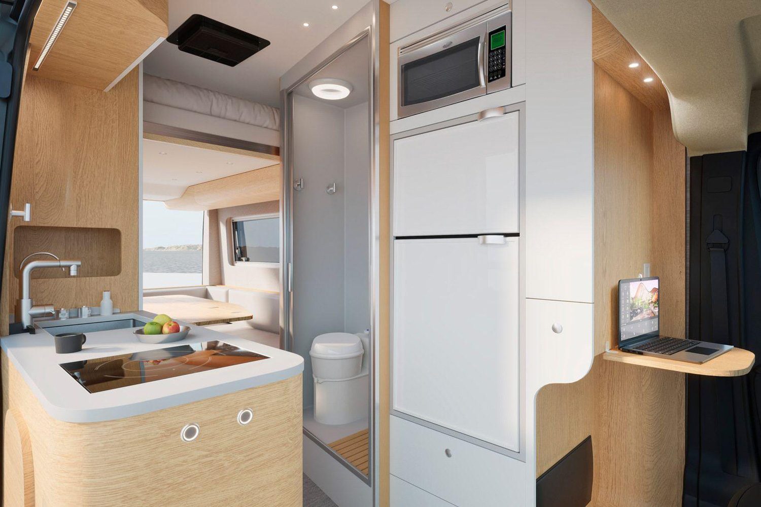 Interior of the Noovo Plus high-roof camper van.