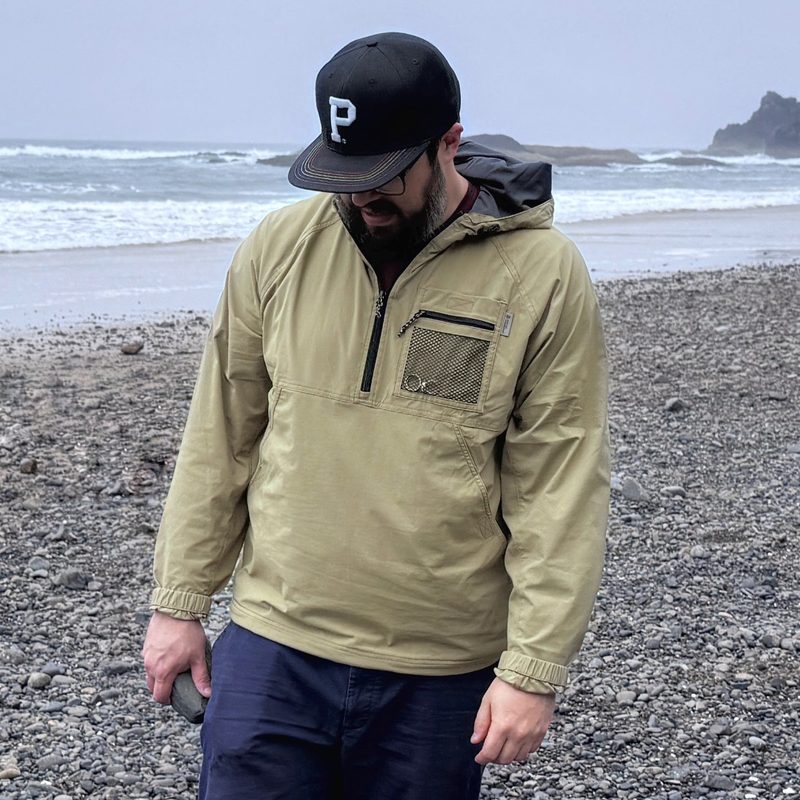 The author wearing the wearing the Royal Robbins Merced Anorak on the Oregon coast.