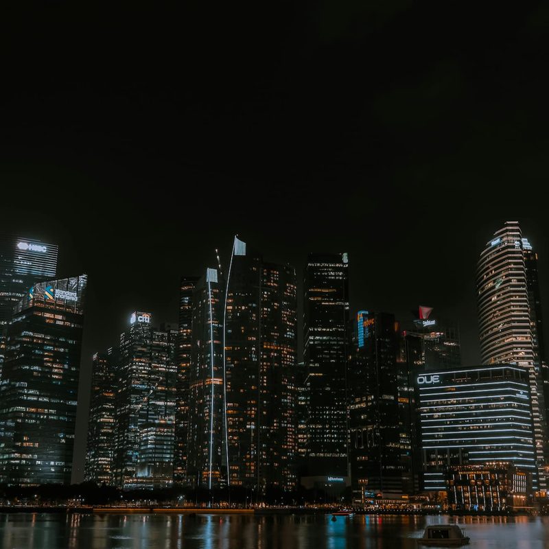 Skyscrapers in Singapore at night