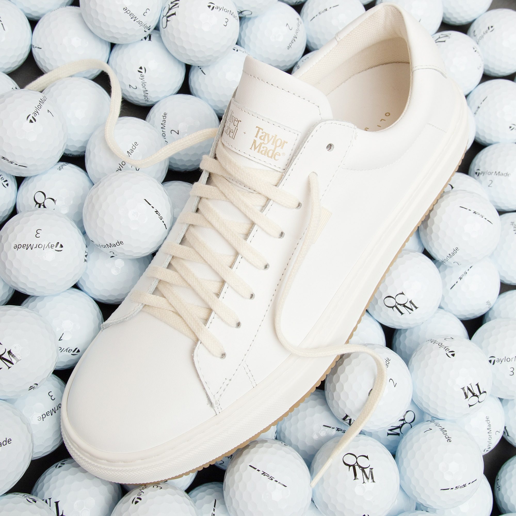 Oliver Cabell for Taylor Made Gum sneaker on golf balls