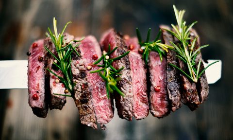 Skewered steak