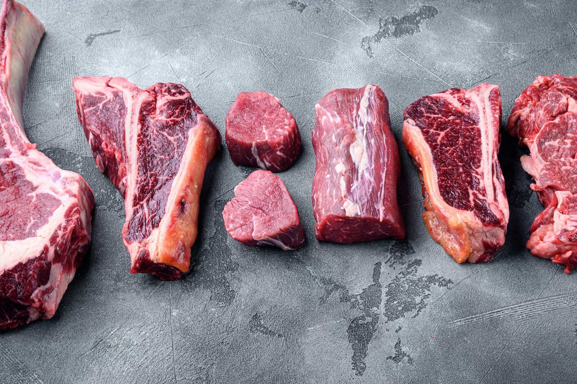 Raw dry aged steaks