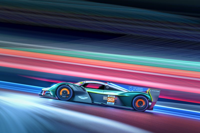 Aston Martin Valkyrie hypercar to 24 Hours of Le Mans in 2025 left profile.
