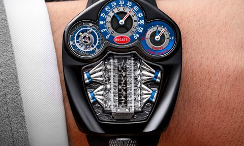 Bugatti Tourbillon limited edition watch on a wrist.