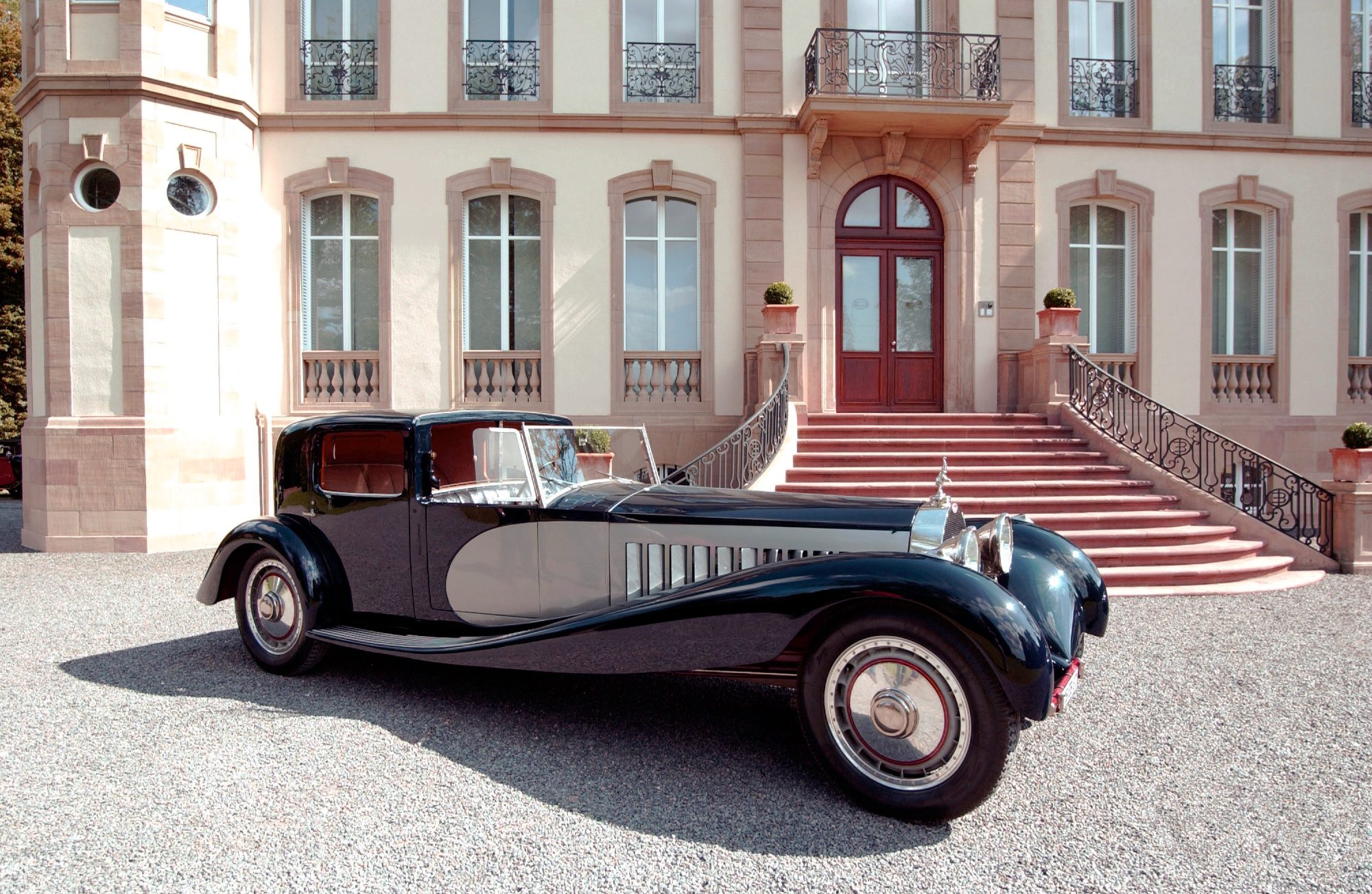 Bugatti Type 41 Royale parked at Bugatti headquarters in Molsheim.