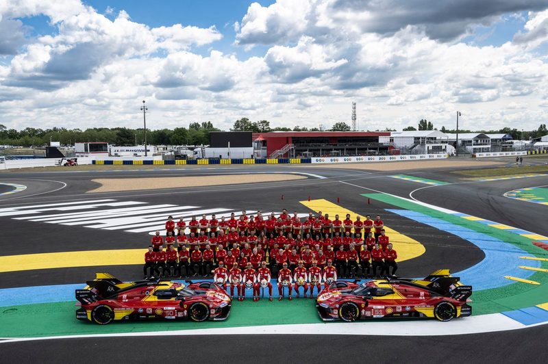 Ferrari factory teams at 2024 24 Hours of Le Mans with two Ferrari 499P hypercars.