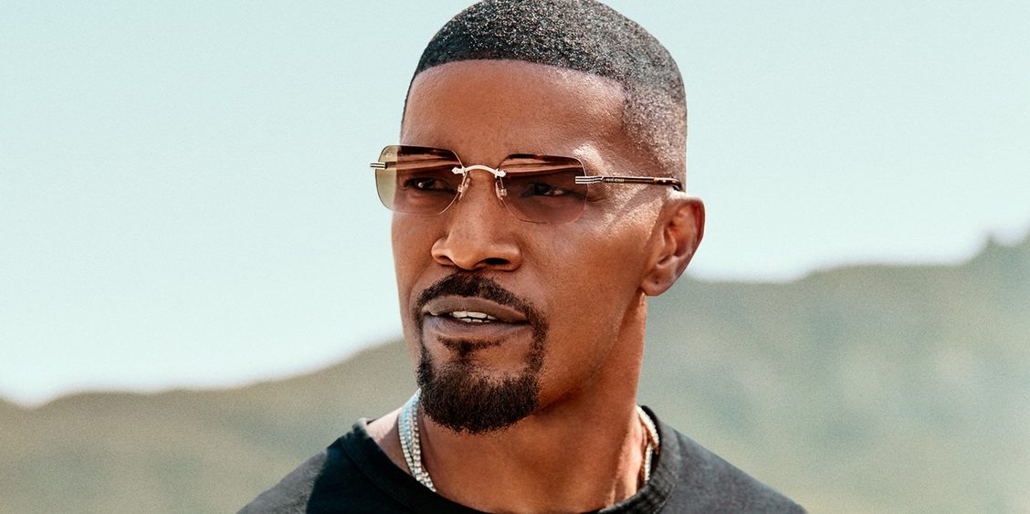 Jamie Foxx wearing rimless sunglasses