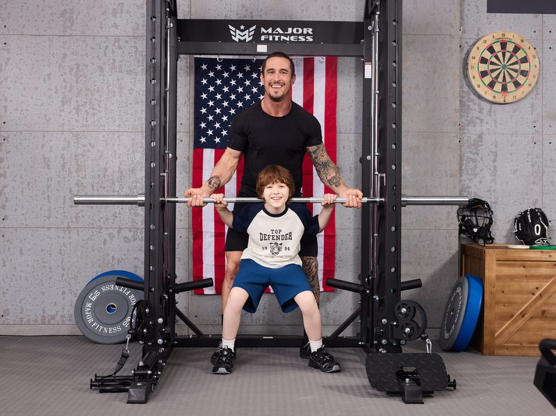 Major FItness family workout with Dad and son on Spirit B52 AIO home gym