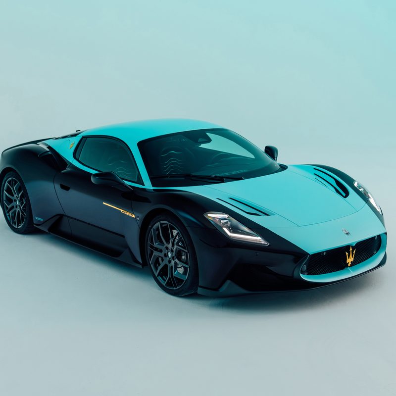 Maserati MC20 Leggenda on a monochrome background.