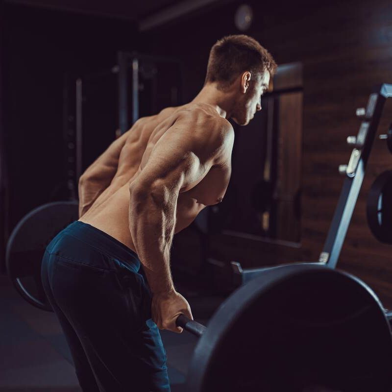 Man doing barbell row.