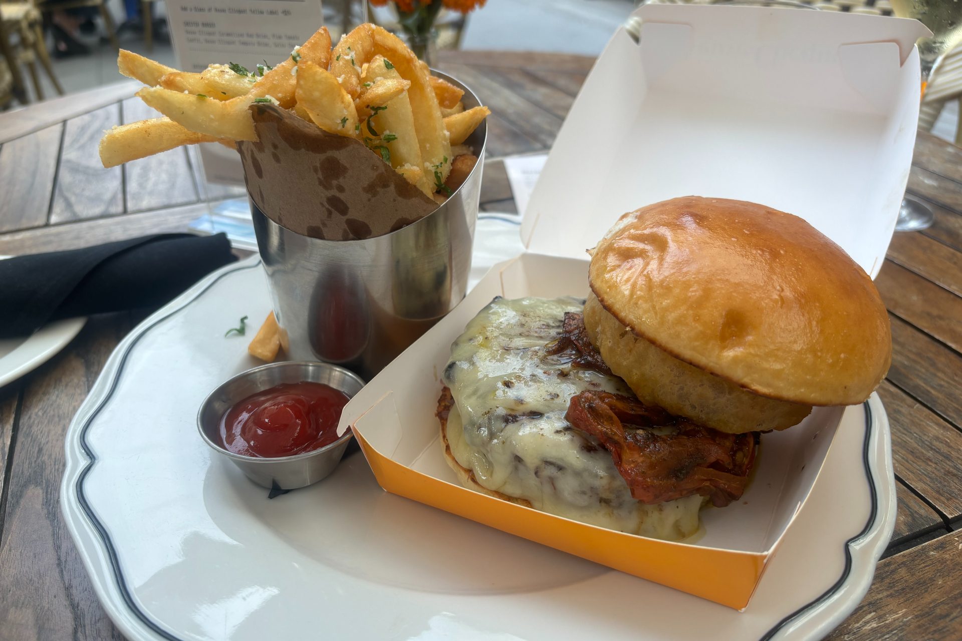 burger with fries The Chester.